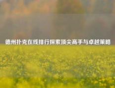 德州扑克在线排行探索顶尖高手与卓越策略