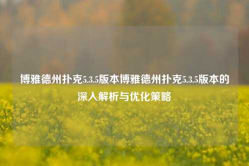 博雅德州扑克5.3.5版本博雅德州扑克5.3.5版本的深入解析与优化策略
