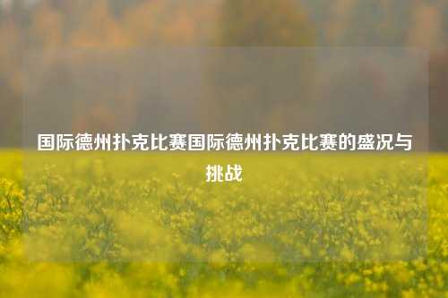 国际德州扑克比赛国际德州扑克比赛的盛况与挑战