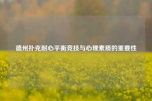 德州扑克耐心平衡竞技与心理素质的重要性