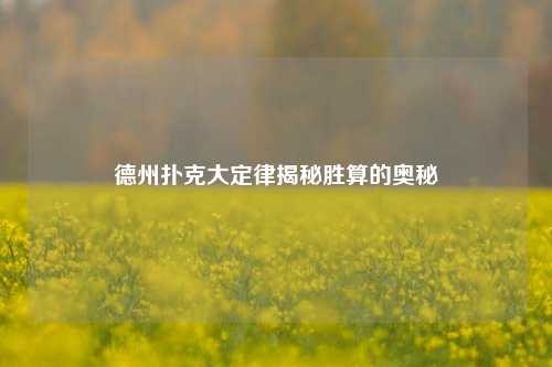 德州扑克大定律揭秘胜算的奥秘