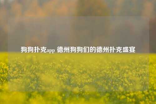 狗狗扑克app 德州狗狗们的德州扑克盛宴
