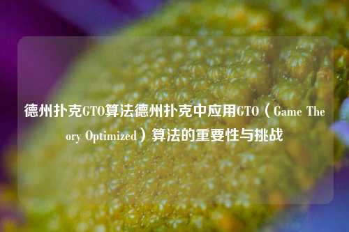 德州扑克GTO算法德州扑克中应用GTO（Game Theory Optimized）算法的重要性与挑战