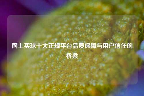 网上买球十大正规平台品质保障与用户信任的桥梁
