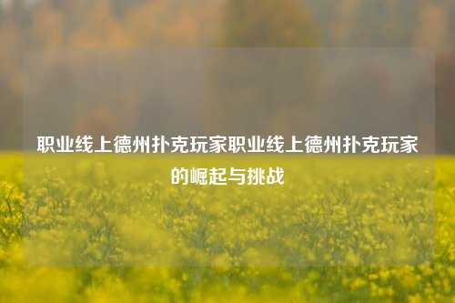 职业线上德州扑克玩家职业线上德州扑克玩家的崛起与挑战