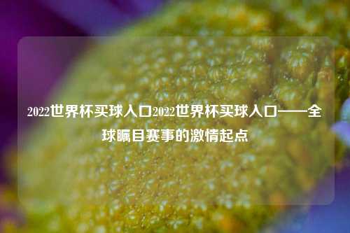 2022世界杯买球入口2022世界杯买球入口——全球瞩目赛事的激情起点