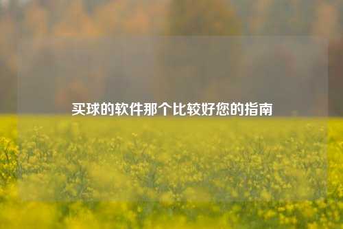 买球的软件那个比较好您的指南