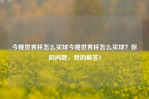 今晚世界杯怎么买球今晚世界杯怎么买球？你的问题，我的解答！